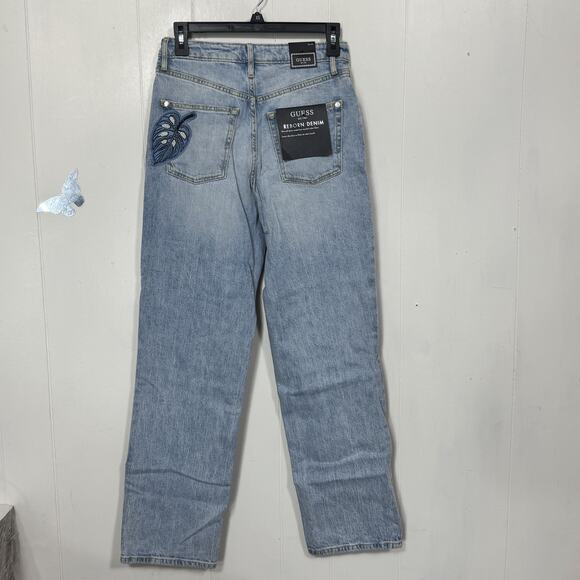 Guess Jeans Womens 28 Blue Authentic Light Melrose Reborn Denim Embroidered Leaf - Picture 7 of 16